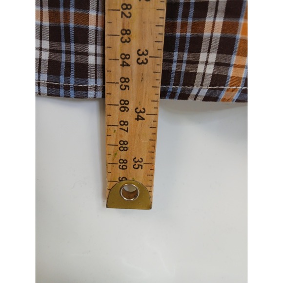 Roper‎ Shirt Mens 2XL Brown Orange Plaid Western Pearl Snap Long Sleeve Cowboy - Picture 5 of 7